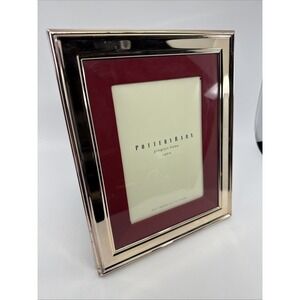 Pottery Barn Rose Gold Grosgrain Photo Frame Red Insert 5x7"
